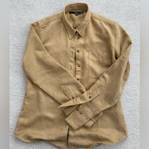 Women's Long-Sleeve Button-Down Blouse in Tan
